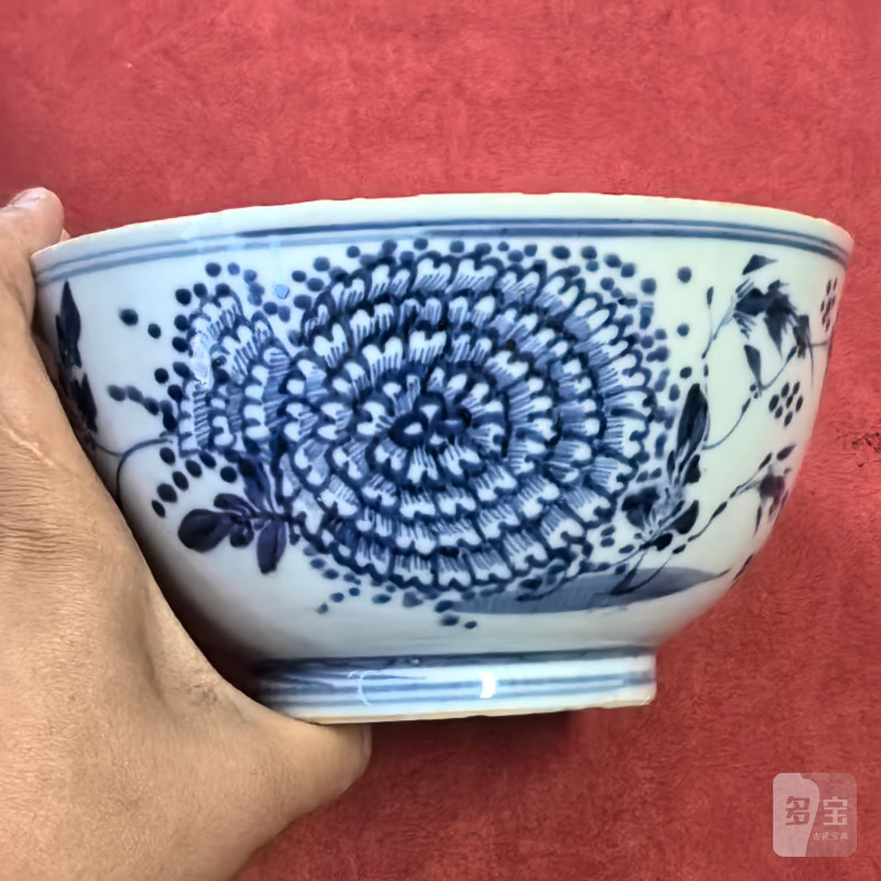 明晚期 青花花卉图碗 - 图8